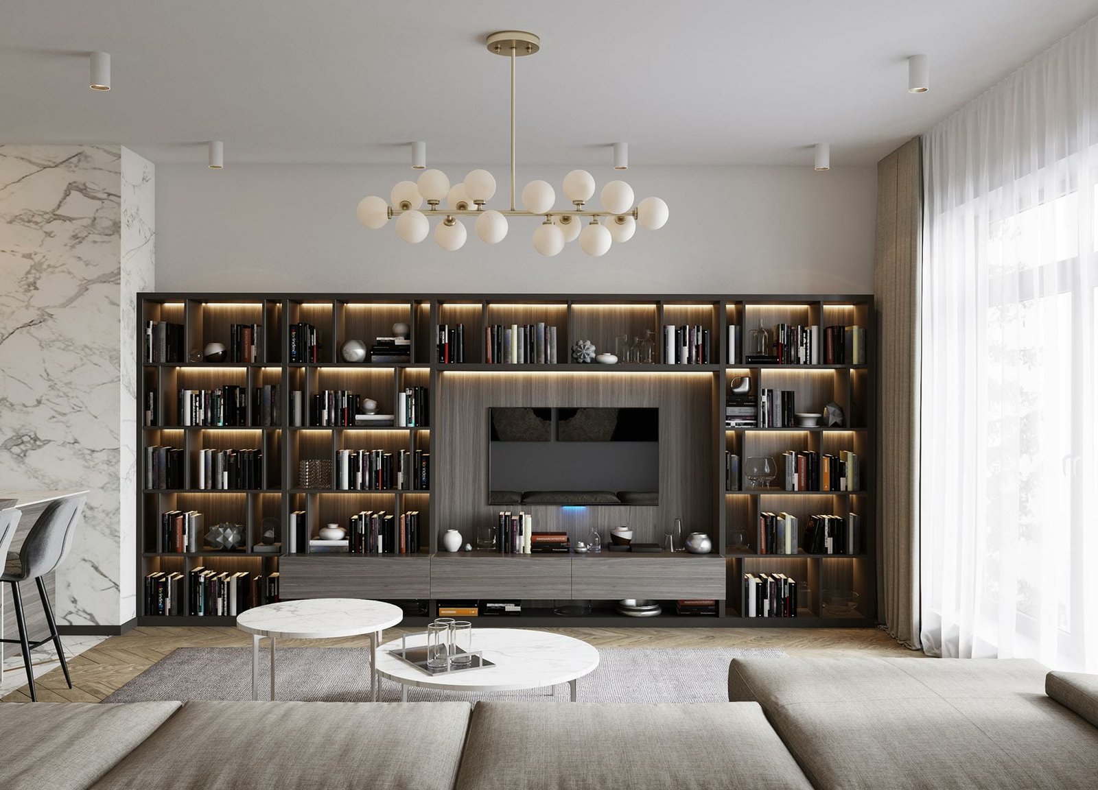bibliothèque sur-mesure avec éclairage led bibliothèque sur-mesure avec éclairage led