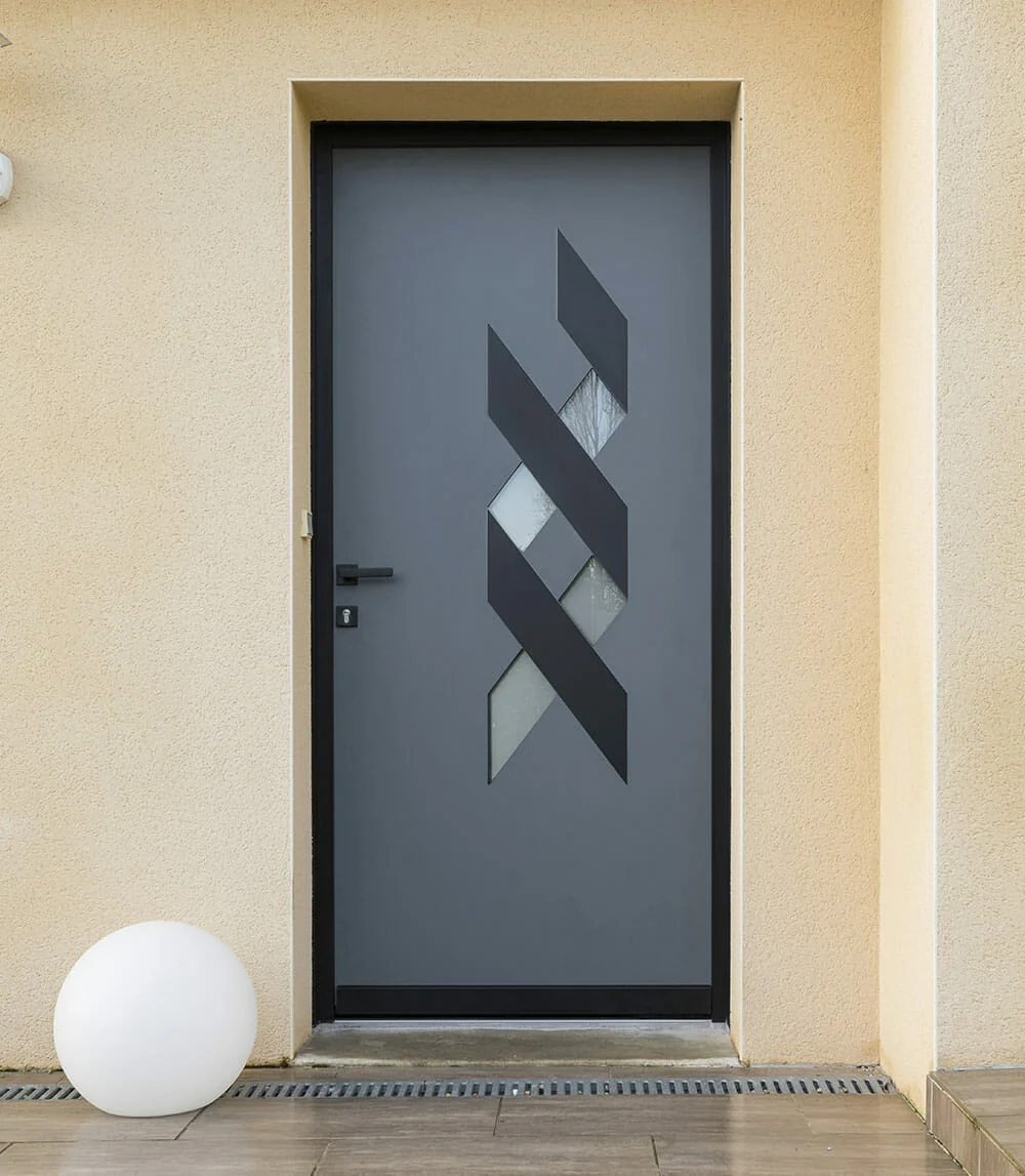 Porte aluminium Concept de chez OuvertureS, vue extérieur