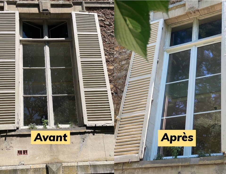 Pose d'une fenêtre en bois à Guigneville