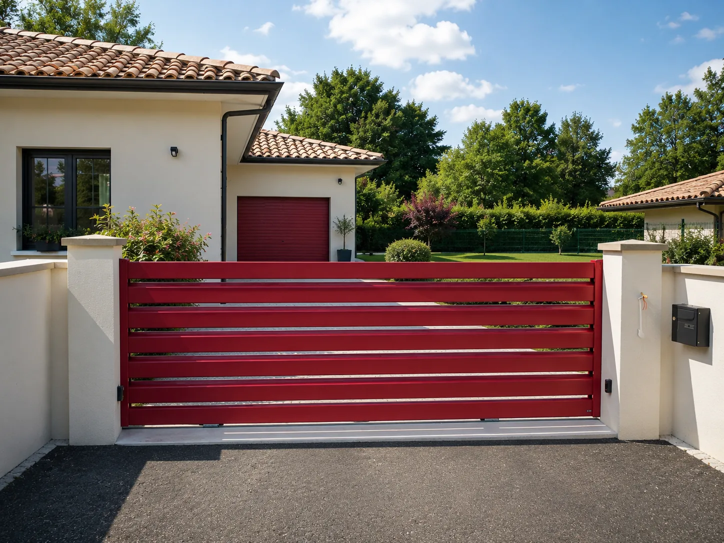 Portail aluminium rouge