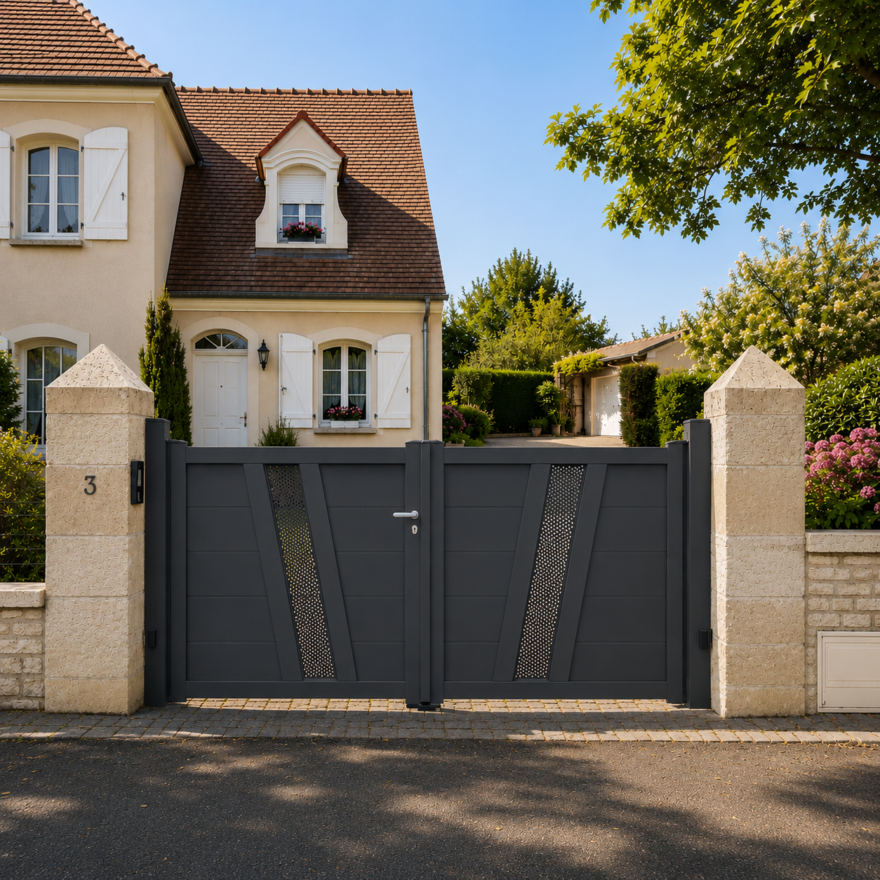 Portail en Aluminium gris anthracite